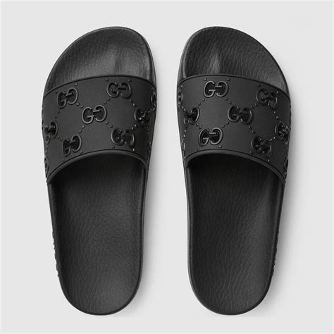 gucci black loafer slides|Gucci new slides.